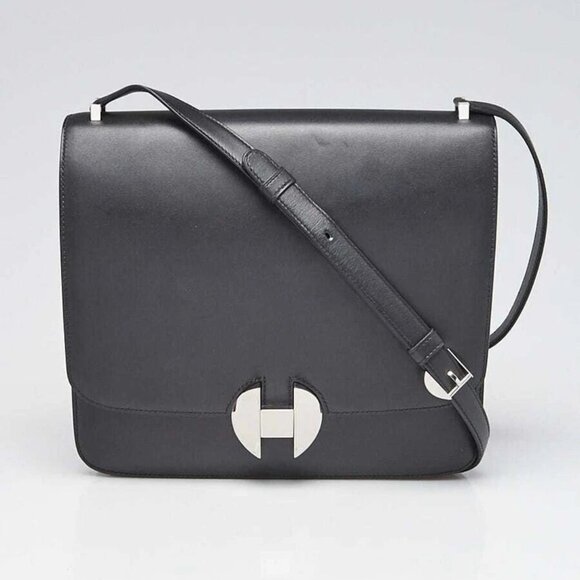 Hermes Black Sombrero II Leather Palladium Plated 2002-26 Bag - Picture 1 of 12